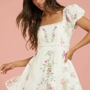 Devon Floral Mini Dress in
Ivory